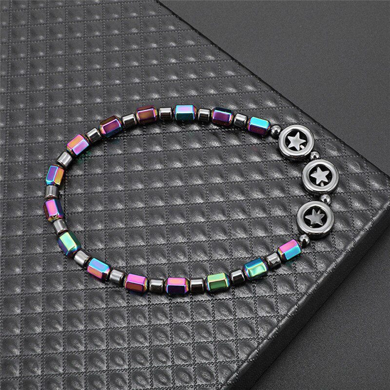 Mixed Color Weight Loss Round Stone Magnetic Therapy Bracelet Health Care Magnetic Hematite Ankle Chain For Men Women #294137