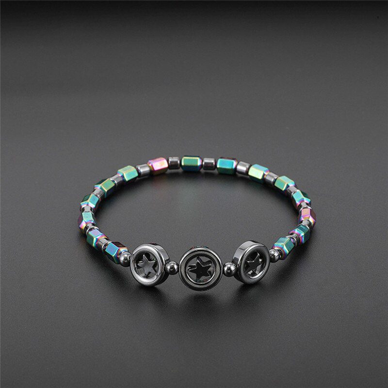 Mixed Color Weight Loss Round Stone Magnetic Therapy Bracelet Health Care Magnetic Hematite Ankle Chain For Men Women #294137