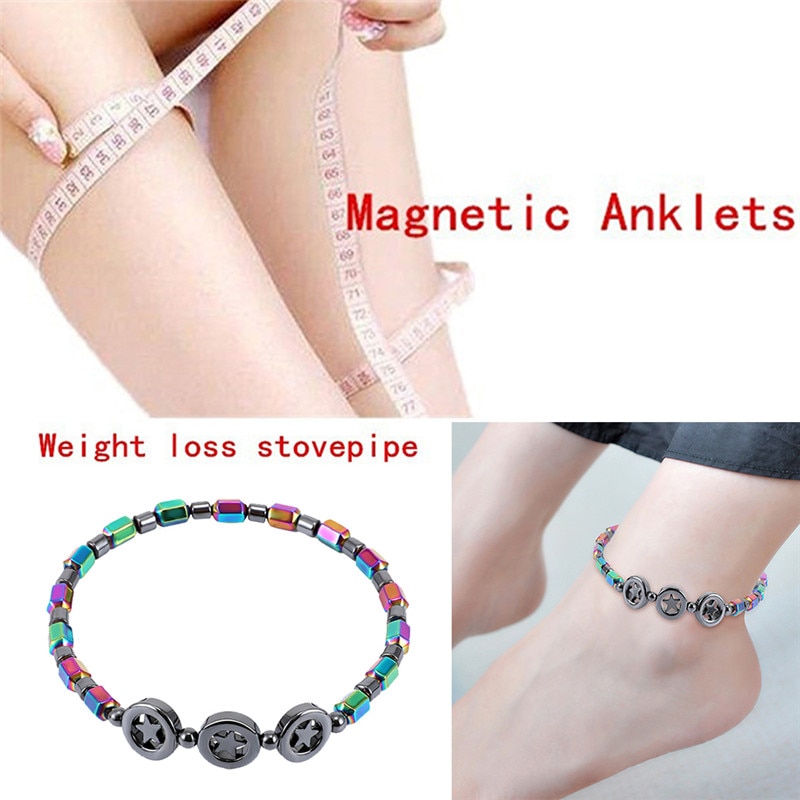 Mixed Color Weight Loss Round Stone Magnetic Therapy Bracelet Health Care Magnetic Hematite Ankle Chain For Men Women #294137