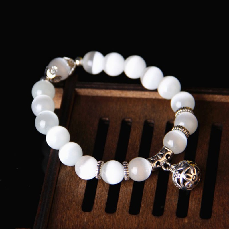 Weight Loss Magnet White Cat Eye Beads Bracelet with Lucky Pendant Therapy Bracelet Anklet Weight Loss Product Health Care