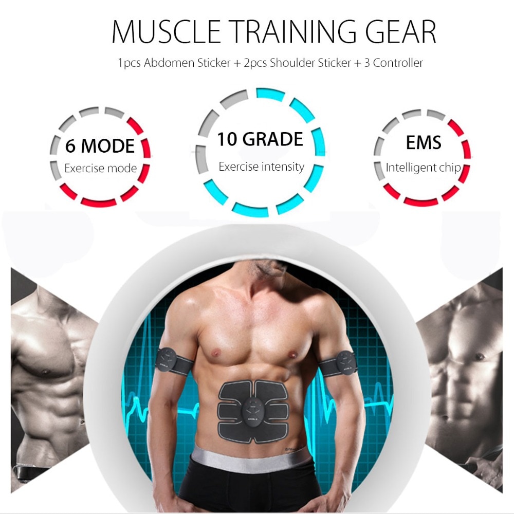 EMS Wireless Muscle Stimulator Trainer Smart Fitness Abdominal Training Electric Weight Loss Stickers Body Slimming Belt Unisex