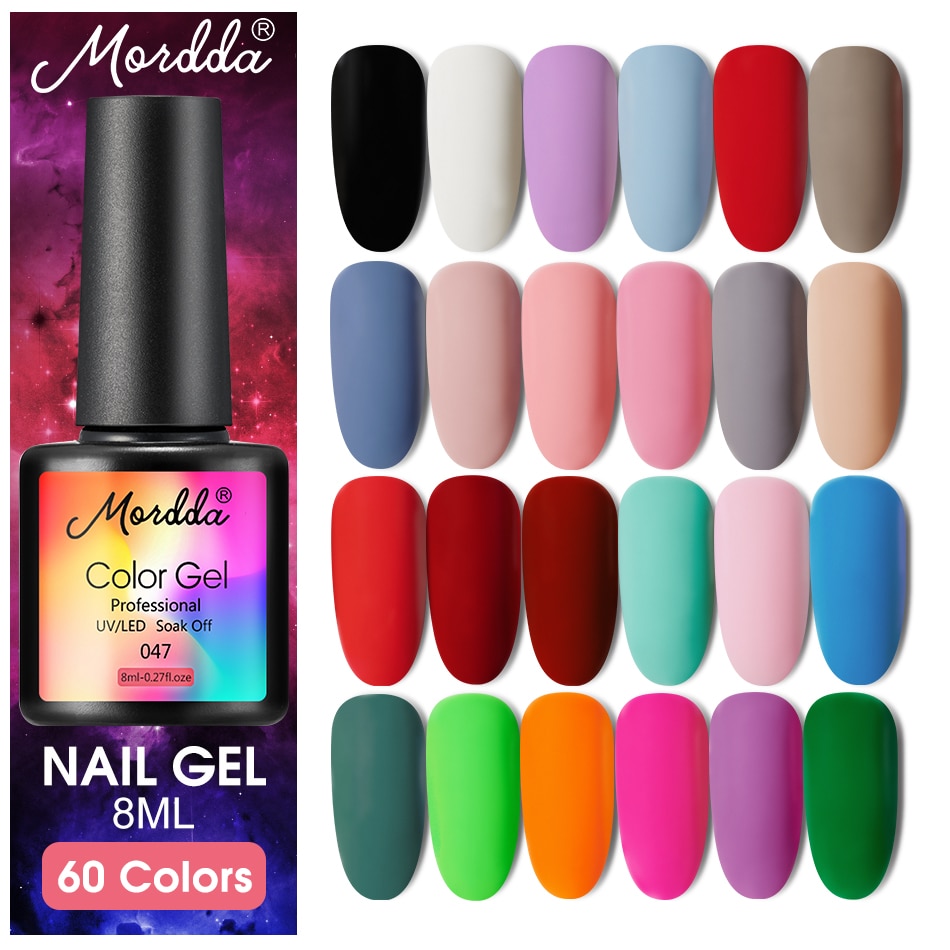 MORDDA 8 ML Gel Polish UV LED Nail Varnish For Manicure 60 Colors Gel Lacquer Semi Permanent Gel Paint Nail Art DIY Design Tools