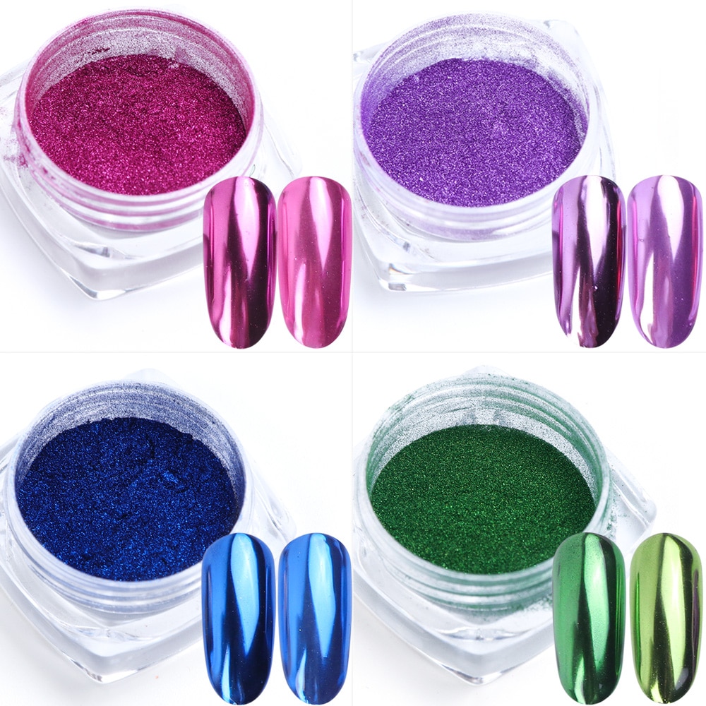 0.5g Nail Mirror Glitter Powder Metallic Color Nail Art UV Gel Polishing Chrome Flakes Pigment Dust Decorations Manicure TRC/ASX