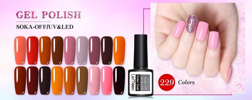 LEMOOC 8ml Matte Top Coat Color UV Gel Nail Polish Gray Series Semi Permanent Soak Off UV Gel Varnish DIY Nail Art Gel Paint