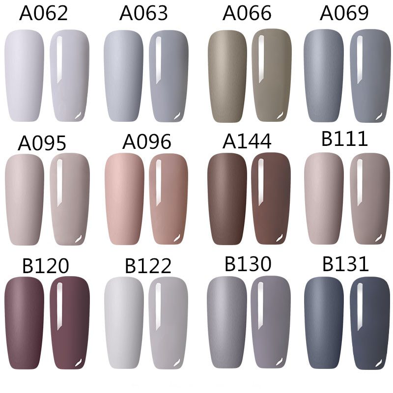 LEMOOC 8ml Matte Top Coat Color UV Gel Nail Polish Gray Series Semi Permanent Soak Off UV Gel Varnish DIY Nail Art Gel Paint