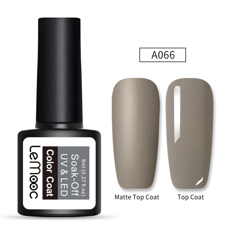 LEMOOC 8ml Matte Top Coat Color UV Gel Nail Polish Gray Series Semi Permanent Soak Off UV Gel Varnish DIY Nail Art Gel Paint