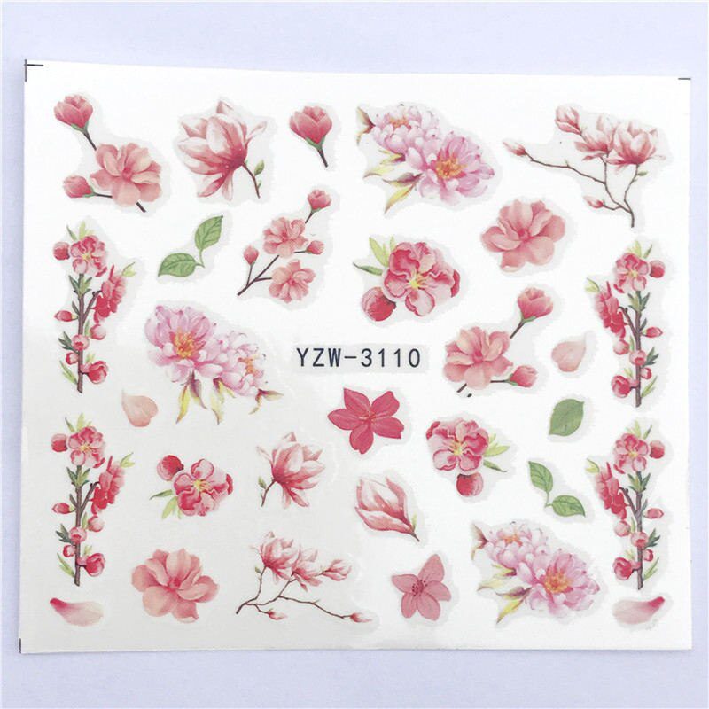 YZWLE Flower Series  Nail Art Water Transfer Stickers Full Wraps Deer/Lavender Nail Tips DIY