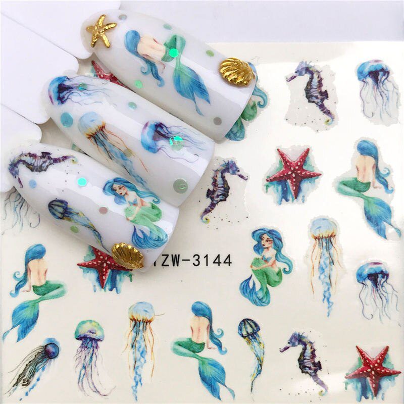 YZWLE Flower Series  Nail Art Water Transfer Stickers Full Wraps Deer/Lavender Nail Tips DIY