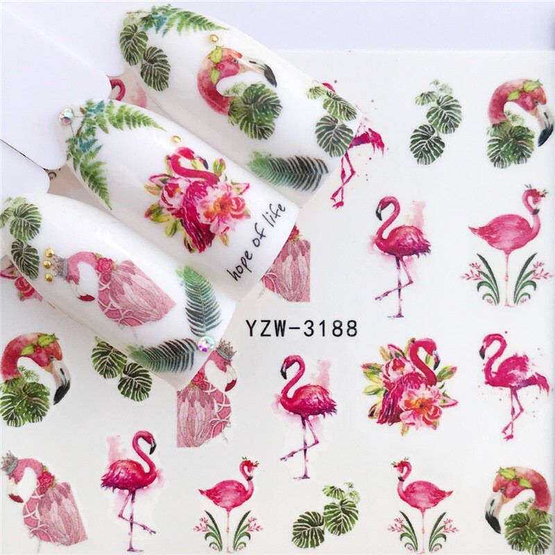 YZWLE Flower Series  Nail Art Water Transfer Stickers Full Wraps Deer/Lavender Nail Tips DIY