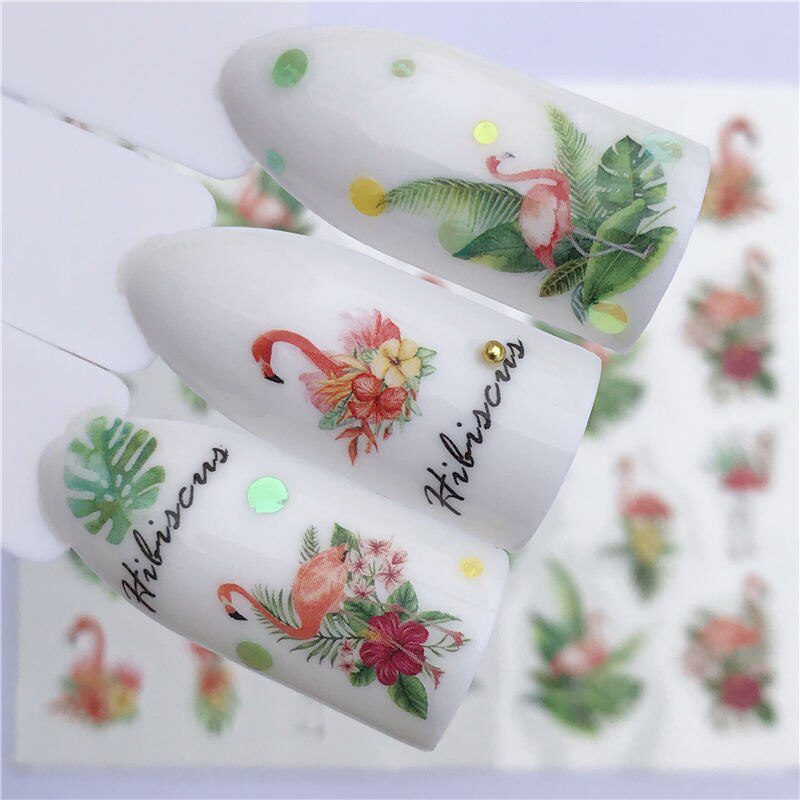 YZWLE Flower Series  Nail Art Water Transfer Stickers Full Wraps Deer/Lavender Nail Tips DIY