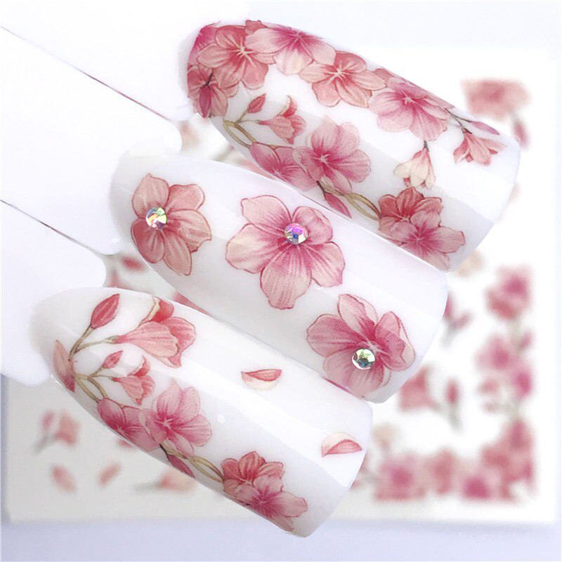 YZWLE Flower Series  Nail Art Water Transfer Stickers Full Wraps Deer/Lavender Nail Tips DIY