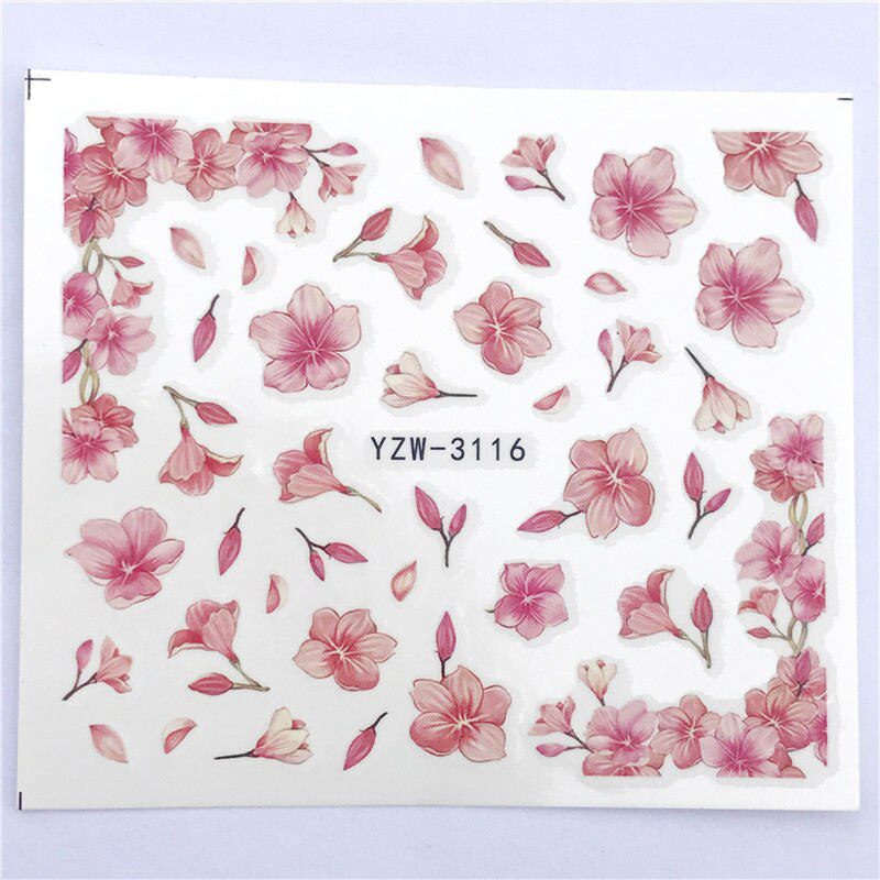 YZWLE Flower Series  Nail Art Water Transfer Stickers Full Wraps Deer/Lavender Nail Tips DIY