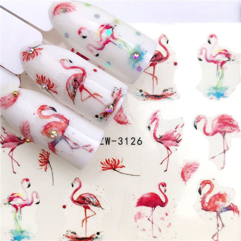 YZWLE Flower Series  Nail Art Water Transfer Stickers Full Wraps Deer/Lavender Nail Tips DIY