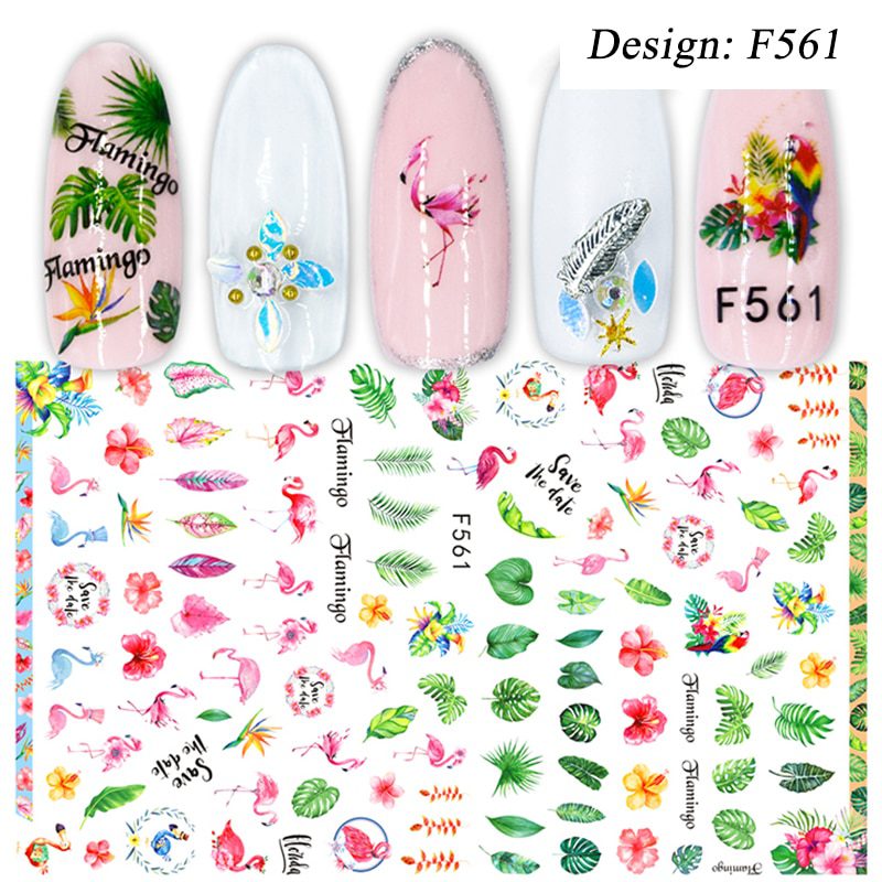 1pcs 3D Nail Slider Black Russia Letter Sticker Decals  Flamingo Design Adhesive Manicure Tips Nail Art Decorations CHF554-563