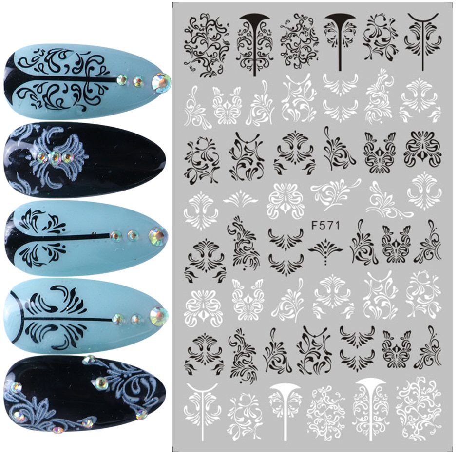 1pcs 3D Nail Slider Black Russia Letter Sticker Decals  Flamingo Design Adhesive Manicure Tips Nail Art Decorations CHF554-563