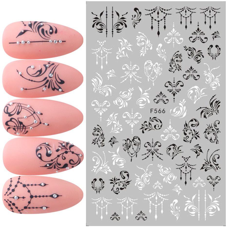 1pcs 3D Nail Slider Black Russia Letter Sticker Decals  Flamingo Design Adhesive Manicure Tips Nail Art Decorations CHF554-563