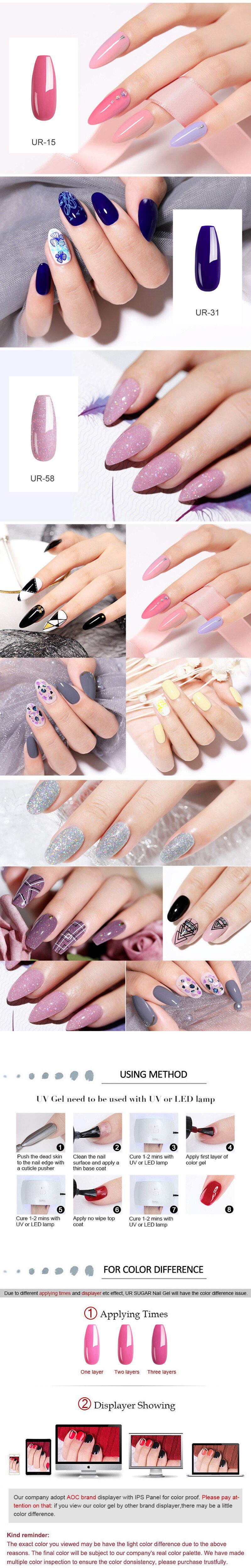 UR SUGAR Glitter UV Gel Nail Polish Set Nude Color Series Led Nail Gel Varnish Semi Permanent Nail Lacquer Sequins Gel 2pcs/set