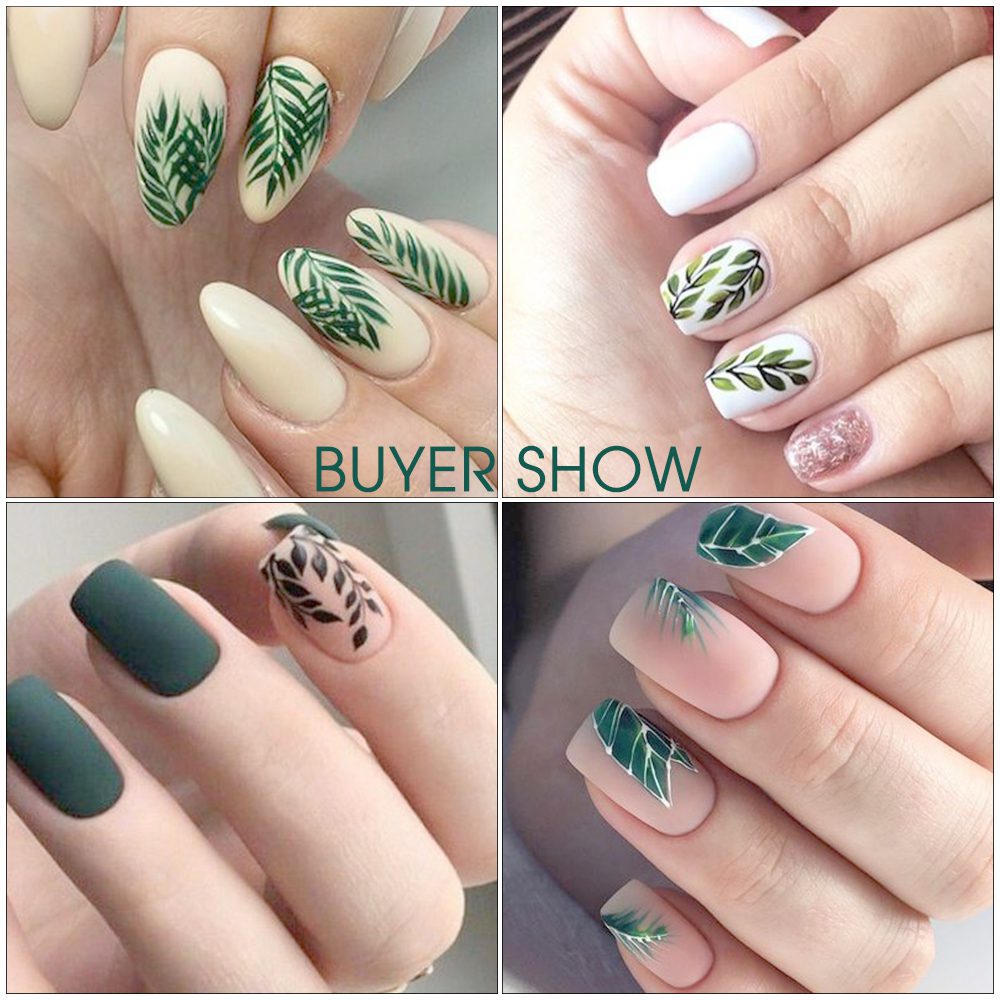 1pcs Water Nail Decal and Sticker Flower Leaf Tree Green Simple Summer Slider for Manicure Nail Art Watermark Tips CHSTZ824-844