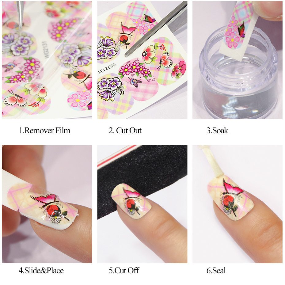 1pcs Water Nail Decal and Sticker Flower Leaf Tree Green Simple Summer Slider for Manicure Nail Art Watermark Tips CHSTZ824-844