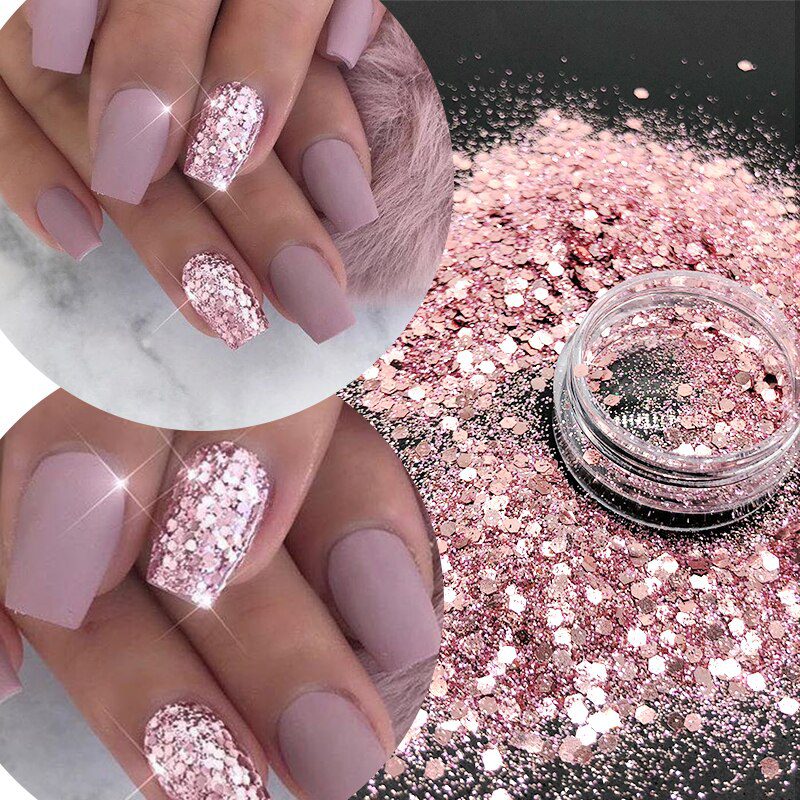 KM GLITTER Top Popular Best Sales Chunky Mixed Fairy Face Body Craft Rose Sequins Manicure Rose Gold Glitter for Nail Decoration