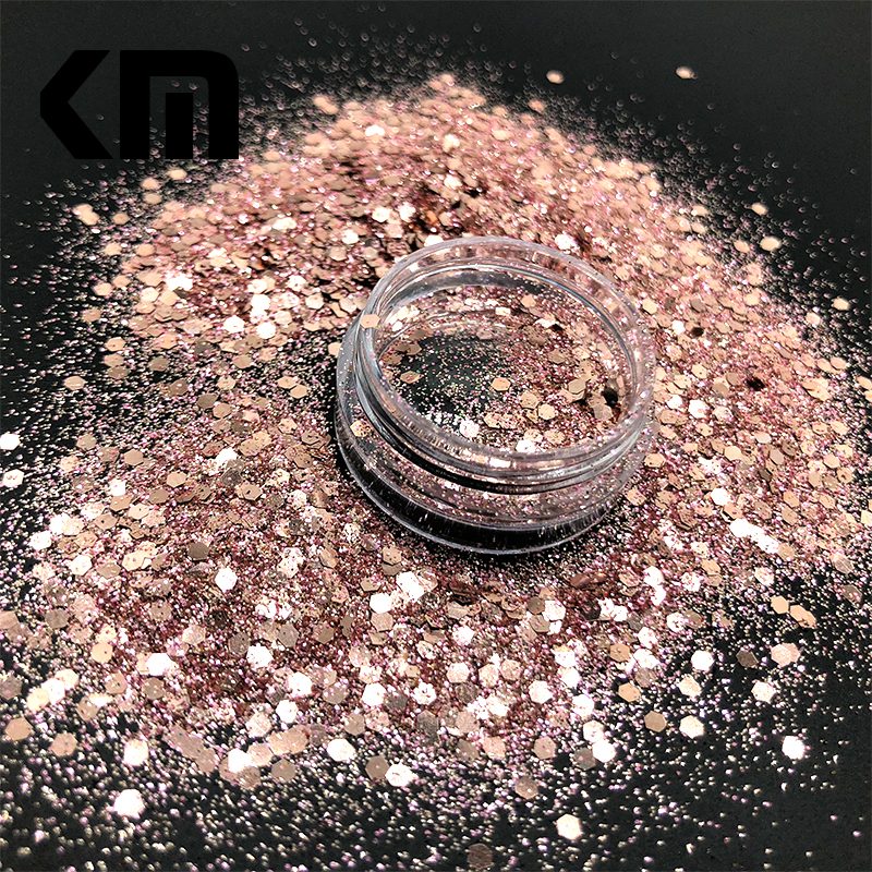 KM GLITTER Top Popular Best Sales Chunky Mixed Fairy Face Body Craft Rose Sequins Manicure Rose Gold Glitter for Nail Decoration