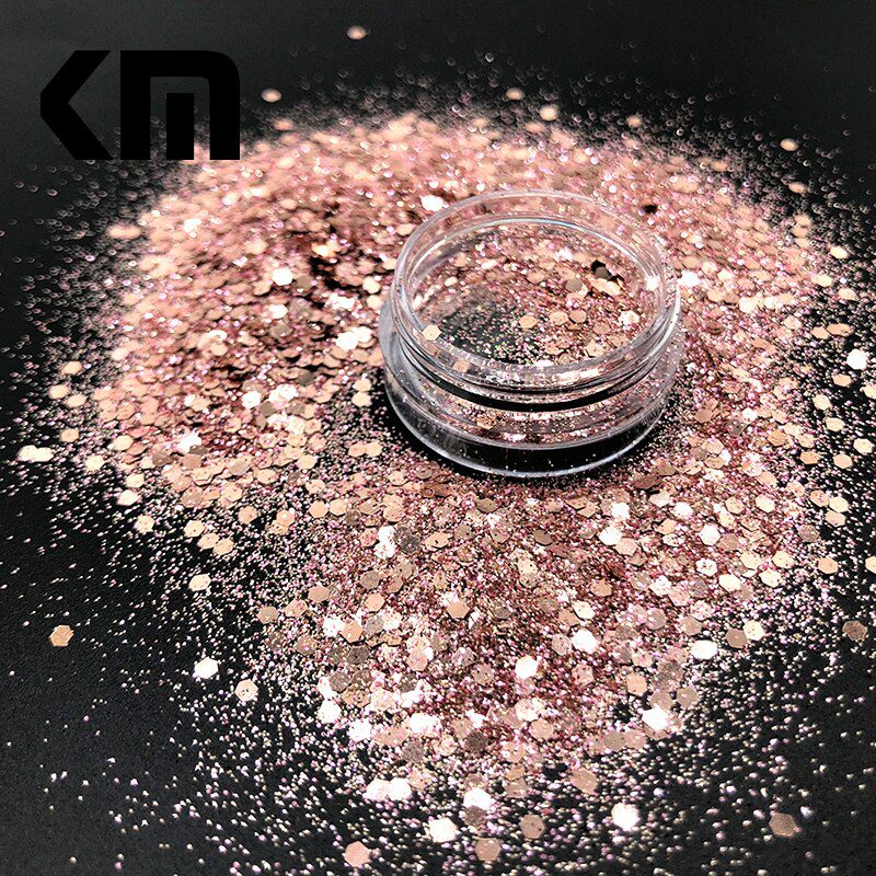 KM GLITTER Top Popular Best Sales Chunky Mixed Fairy Face Body Craft Rose Sequins Manicure Rose Gold Glitter for Nail Decoration