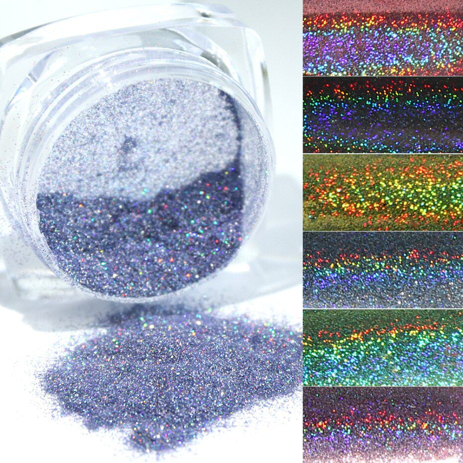 1Box Glitter for Nails Holographic Dip Powder Mirror Polishing Chrome Pigments Nail Art Decorations Laser Dazzling Dust LA1028-1