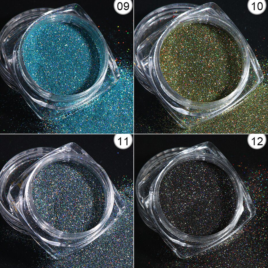 1Box Glitter for Nails Holographic Dip Powder Mirror Polishing Chrome Pigments Nail Art Decorations Laser Dazzling Dust LA1028-1