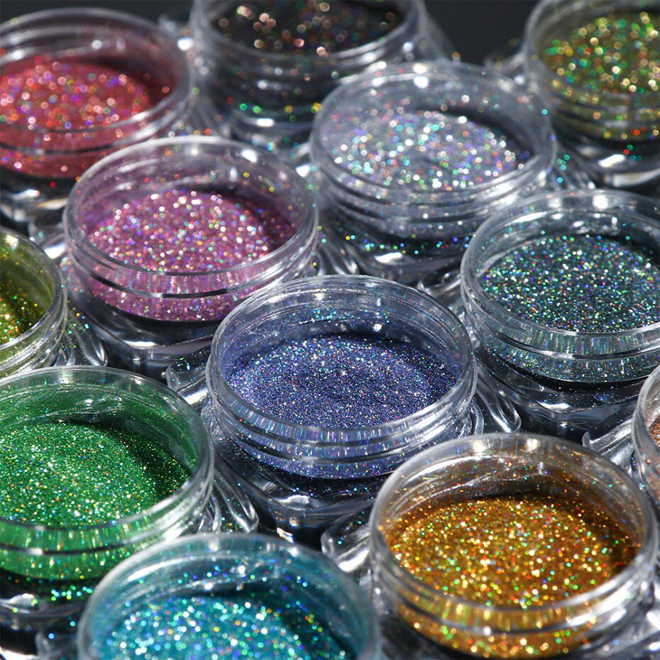 1Box Glitter for Nails Holographic Dip Powder Mirror Polishing Chrome Pigments Nail Art Decorations Laser Dazzling Dust LA1028-1