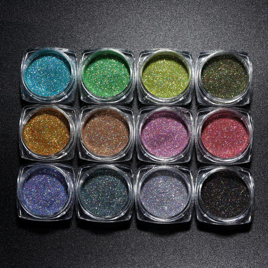 1Box Glitter for Nails Holographic Dip Powder Mirror Polishing Chrome Pigments Nail Art Decorations Laser Dazzling Dust LA1028-1