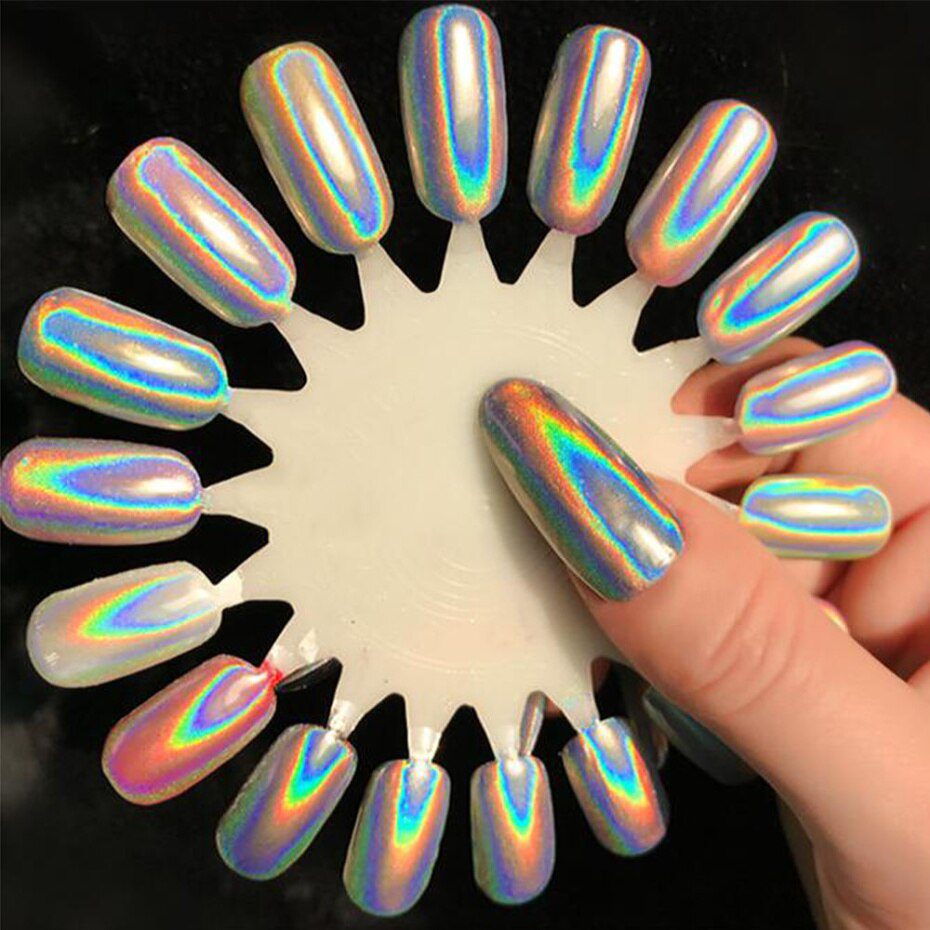 1Box Glitter for Nails Holographic Dip Powder Mirror Polishing Chrome Pigments Nail Art Decorations Laser Dazzling Dust LA1028-1