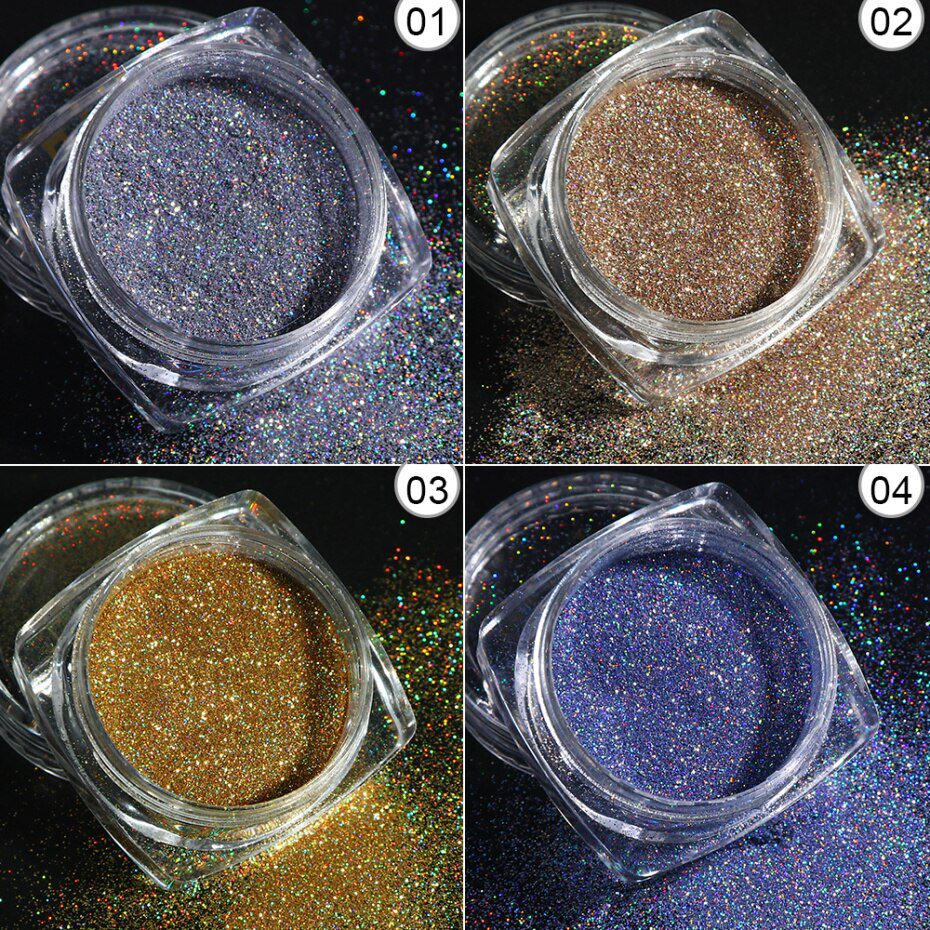 1Box Glitter for Nails Holographic Dip Powder Mirror Polishing Chrome Pigments Nail Art Decorations Laser Dazzling Dust LA1028-1