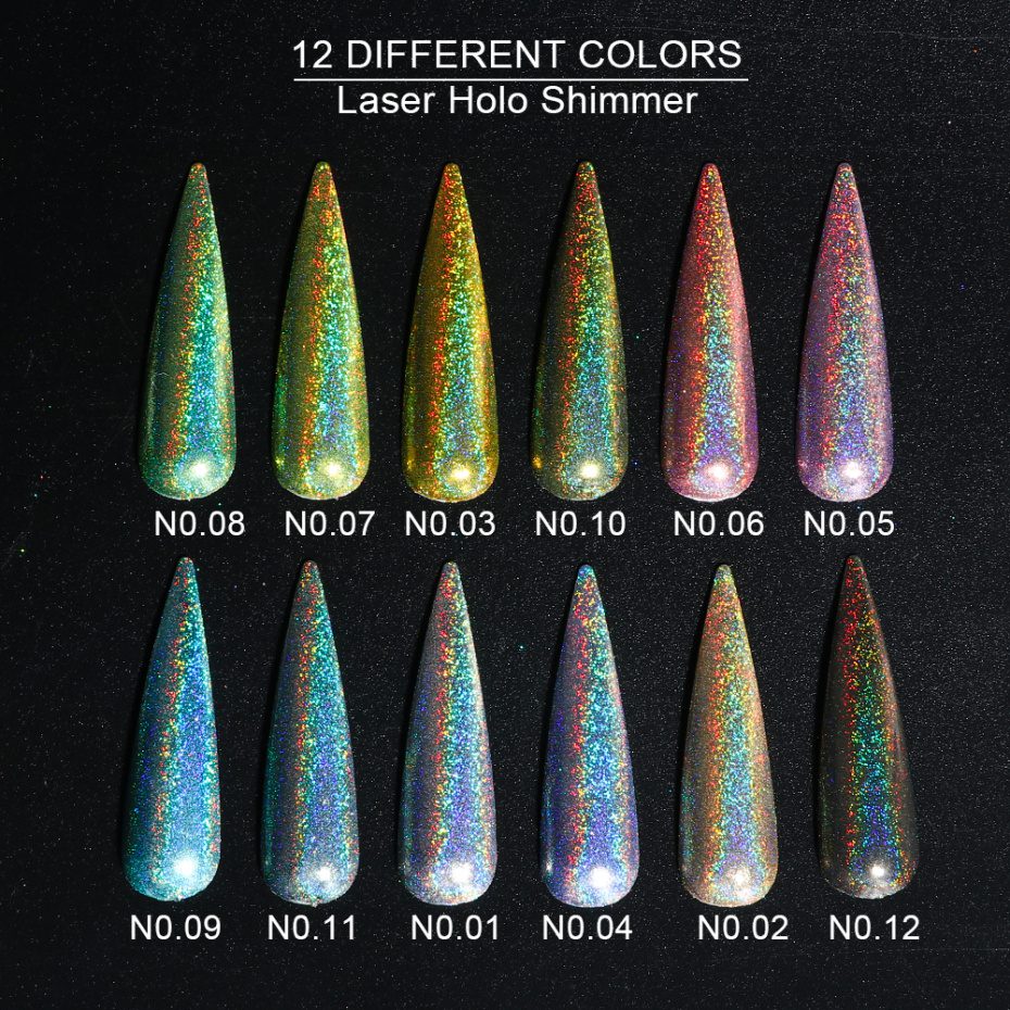 1Box Glitter for Nails Holographic Dip Powder Mirror Polishing Chrome Pigments Nail Art Decorations Laser Dazzling Dust LA1028-1