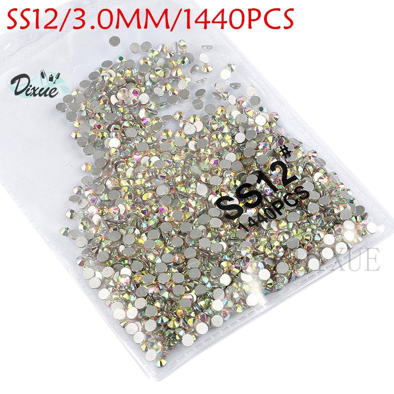 High light AAA rhinestone crystal AB clear SS3-SS40(1.3mm-8.4mm) Non Hotfix flatback Rhinestones for Nails 3D nail art  gems045