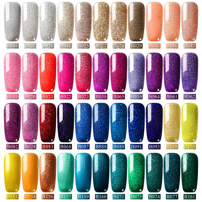 MEET ACROSS 7ml Nail Polish Holographic Glitter Platinum UV Nail Gel Polish Shine Shimmer Manicure Soak Off Nail Art Varnish