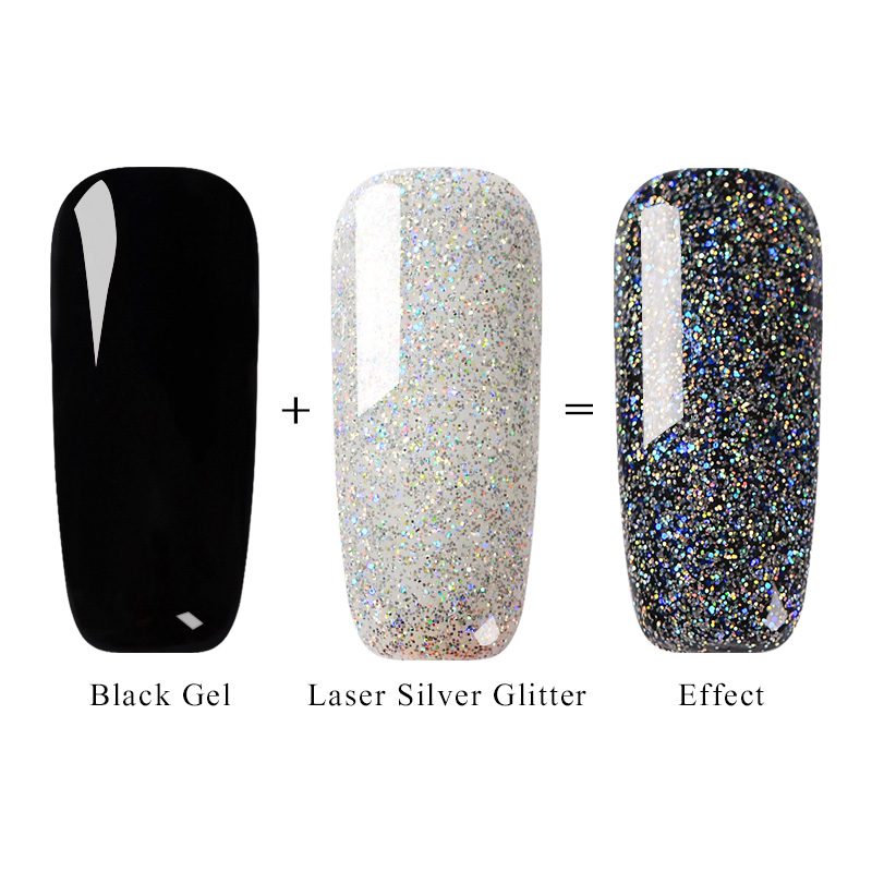 MEET ACROSS 7ml Nail Polish Holographic Glitter Platinum UV Nail Gel Polish Shine Shimmer Manicure Soak Off Nail Art Varnish