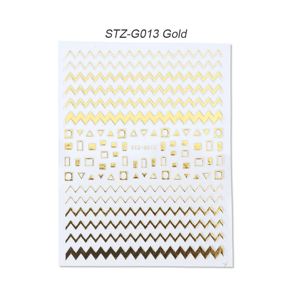 1pcs Gold Silver Sliders 3D Nail Stickers Straight Curved Liners Stripe Tape Wraps Geometric Nail Art Decorations BESTZG001-013