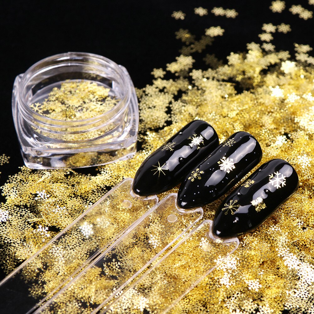 1 BOX Hollow Out Gold Nail Glitter Sequins Snow Flakes Mixed Design Decorations for Nail Arts Pillette Nail Accessories LA889-1