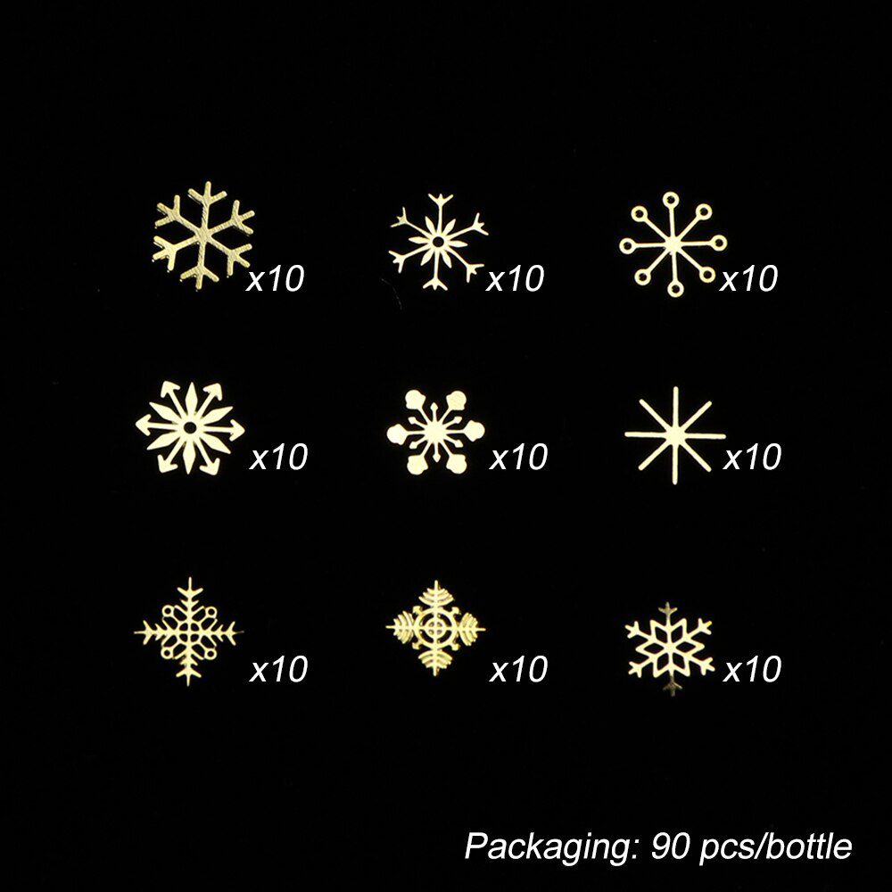 1 BOX Hollow Out Gold Nail Glitter Sequins Snow Flakes Mixed Design Decorations for Nail Arts Pillette Nail Accessories LA889-1