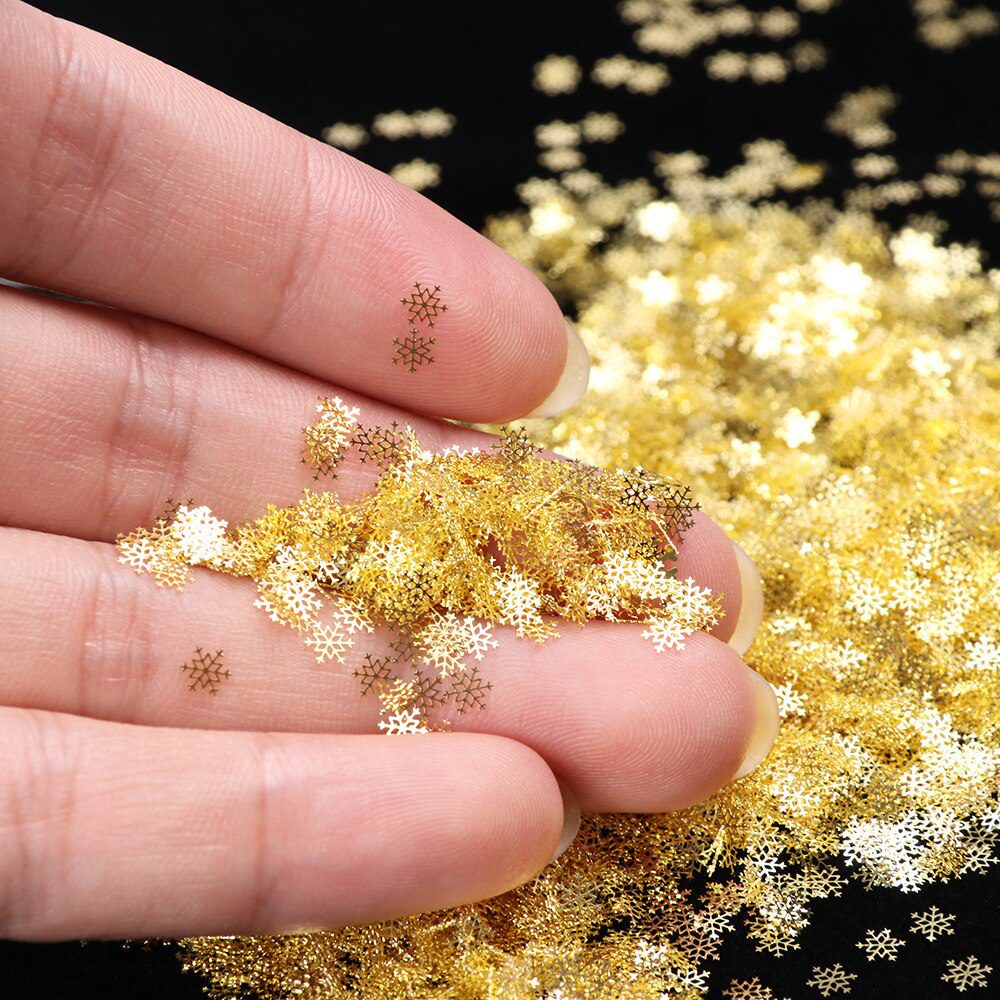 1 BOX Hollow Out Gold Nail Glitter Sequins Snow Flakes Mixed Design Decorations for Nail Arts Pillette Nail Accessories LA889-1