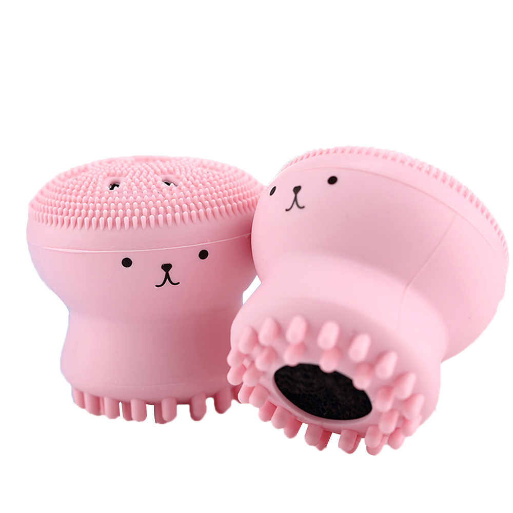 Lovely Cute Animal Small Octopus Shape Silicone Facial Cleaning Brush Deep Pore Cleaning Exfoliator Face Washing Brush Skin Care