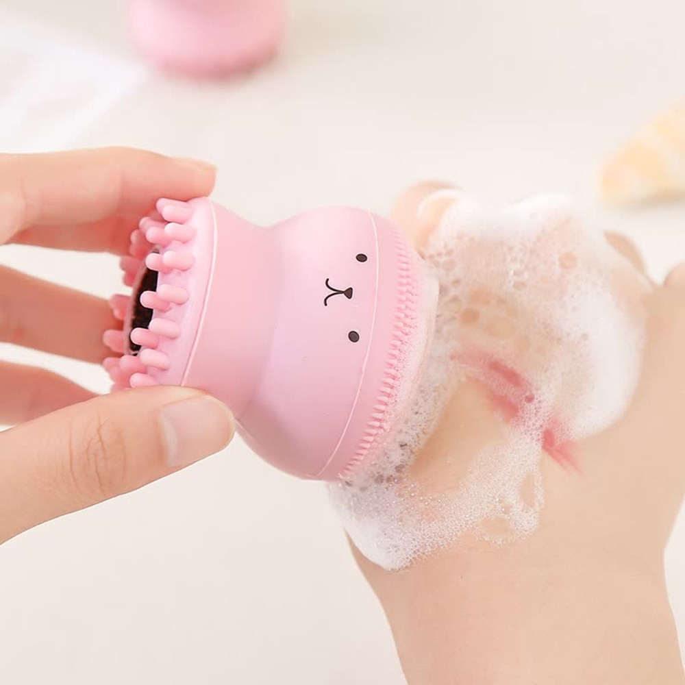 Lovely Cute Animal Small Octopus Shape Silicone Facial Cleaning Brush Deep Pore Cleaning Exfoliator Face Washing Brush Skin Care