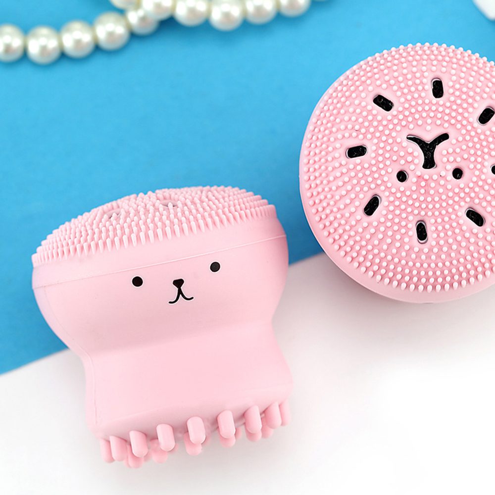 Lovely Cute Animal Small Octopus Shape Silicone Facial Cleaning Brush Deep Pore Cleaning Exfoliator Face Washing Brush Skin Care