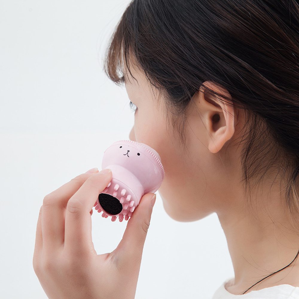 Lovely Cute Animal Small Octopus Shape Silicone Facial Cleaning Brush Deep Pore Cleaning Exfoliator Face Washing Brush Skin Care