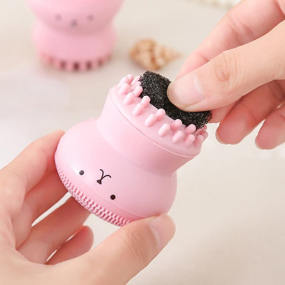 Lovely Cute Animal Small Octopus Shape Silicone Facial Cleaning Brush Deep Pore Cleaning Exfoliator Face Washing Brush Skin Care