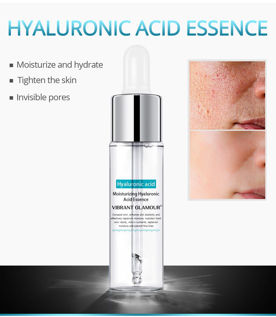 VIBRANT GLAMOUR Hyaluronic Acid Face Serum Anti-Aging Shrink Pore Whitening Moisturizing Essence Face Cream Dry Skin Care 15ml