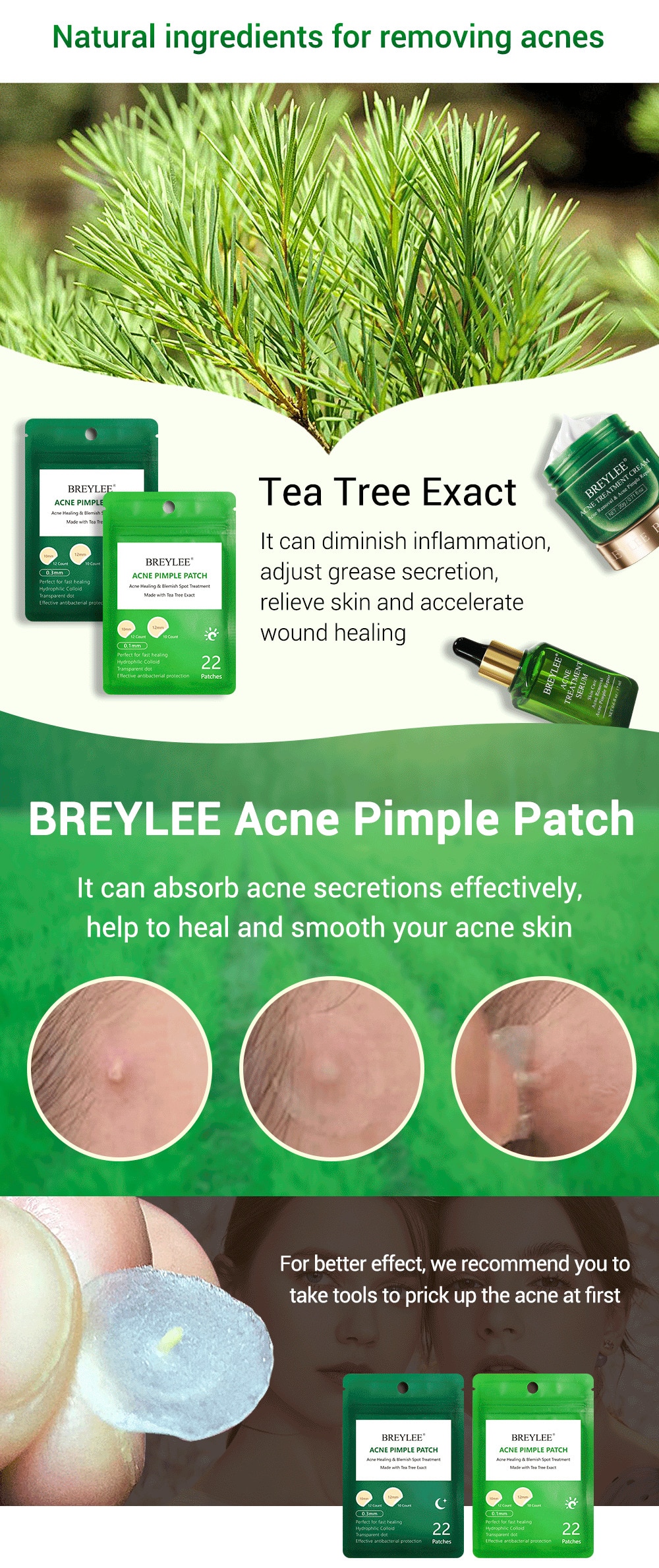 BREYLEE Acne Pimple Patch Face Mask Skin Care Acne Treatment Serum Face Cream Acne Cream Essence Sheet Mask Facial Care Tools