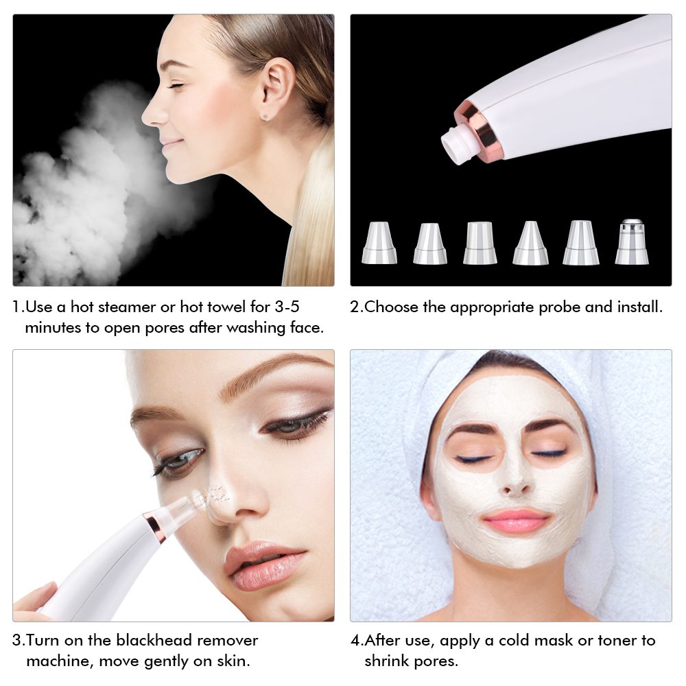 Electric Blackheads Pore Remover Face Nose Vaccum Deep Cleaning Blackheads Tools  Facial Steamer Spa Moisturizing Skin Care