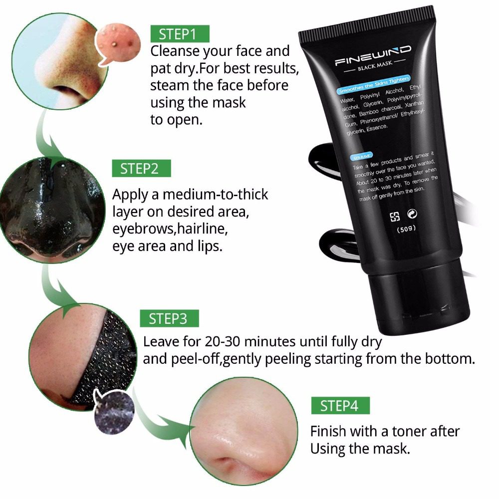 Mabox Black Mask Peel Off Bamboo Charcoal Purifying Blackhead Remover Mask Deep Cleansing for AcneScars Blemishes WrinklesFacial