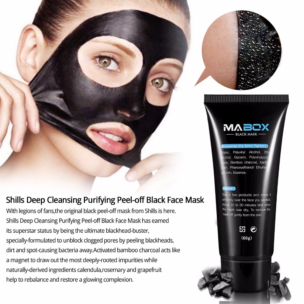 Mabox Black Mask Peel Off Bamboo Charcoal Purifying Blackhead Remover Mask Deep Cleansing for AcneScars Blemishes WrinklesFacial
